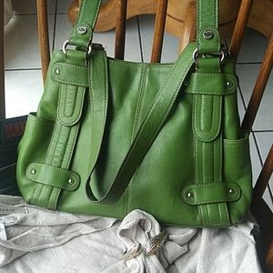 Tignanello Kelly Green Leather Purse Handbag 🍀